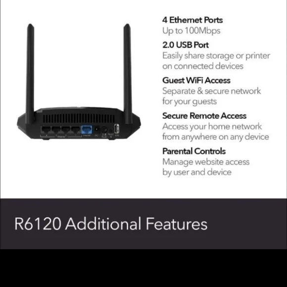 NETGEAR WiFi Router (R6120) - Picture 2 of 2